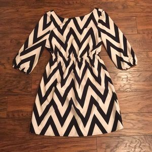 SheIn Black and Tan Chevron Dress